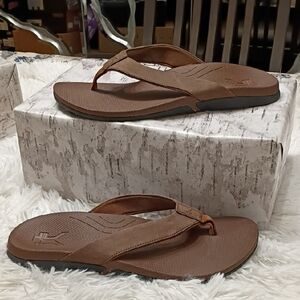 KURU Kayla 2 Brown Orthopedic Arch Support Flip-Flops with Black Sole Men's 12